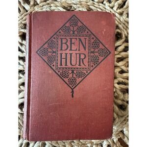 1920s Ben-Hur by Lew Wallace – Grosset & Dunlap– Red Cloth Cover w/ Library Card